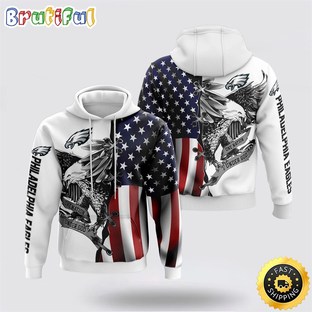 NFL Philadelphia Eagles 3D Hoodie Usa Flag Eagle Score Big On Game Day