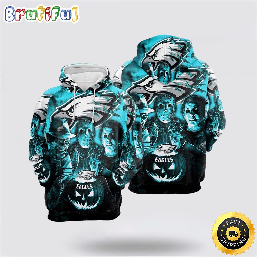 NFL Philadelphia Eagles All Over Print 3D Hoodie Halloween Horror Night For Awesome Fans