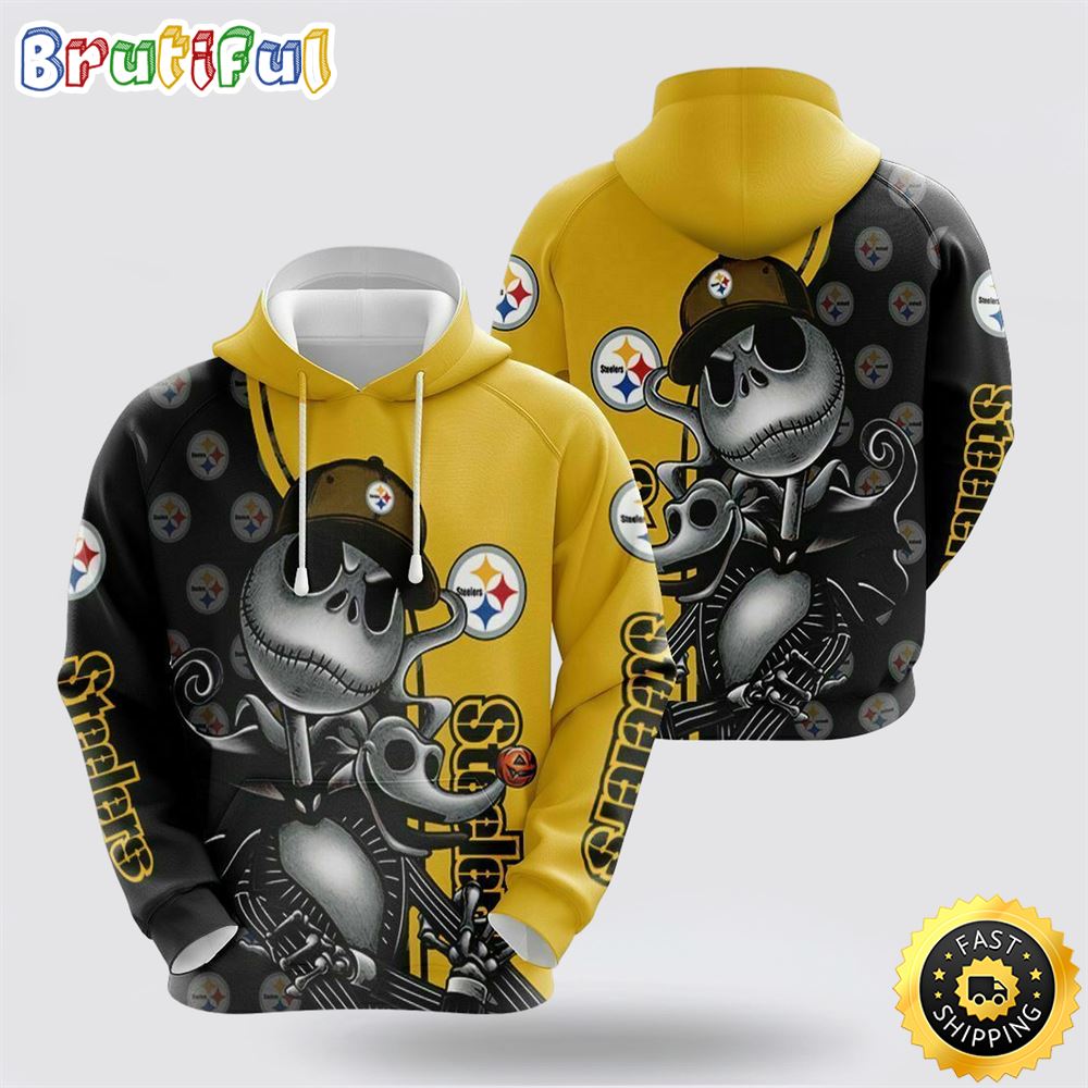 NFL Pittsburgh Steelers 3D Hoodie All Over Print Shirts Jack Skellington Perfect Fan Gear For Football Season