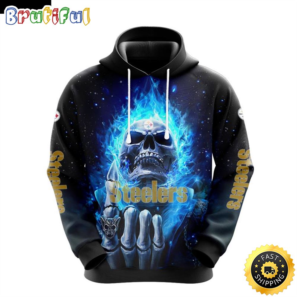 NFL Pittsburgh Steelers 3D Hoodie All Over Print Skull Fashionable Game Time Attire