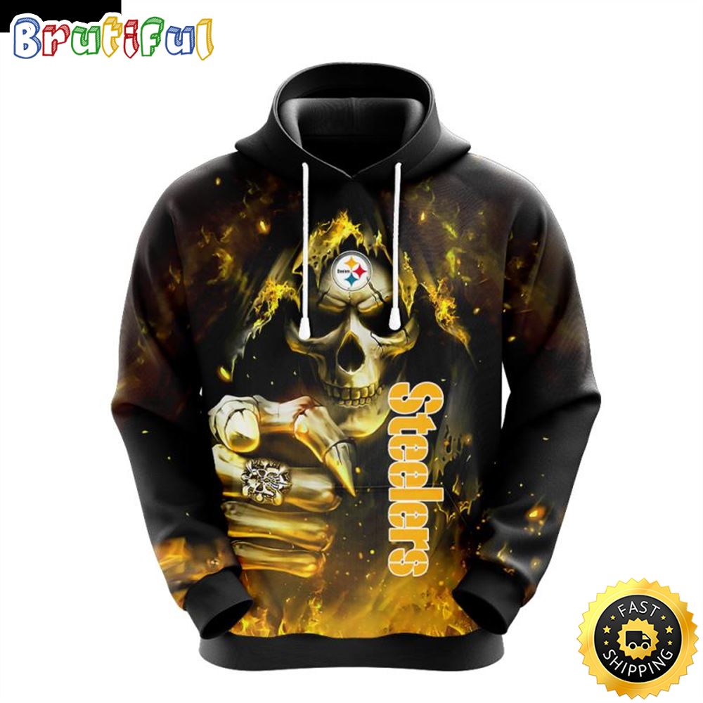 NFL Pittsburgh Steelers 3D Hoodie All Over Print Skull Show Your Team Spirit