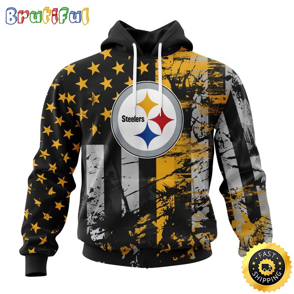 NFL Pittsburgh Steelers 3D Hoodie Classic Grunge American Flag Stylish Warmth For Fans