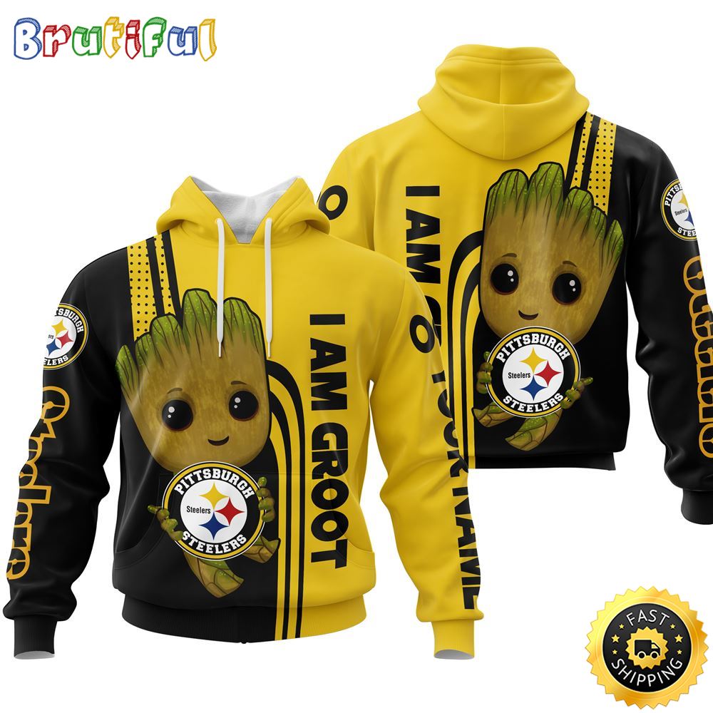 NFL Pittsburgh Steelers 3D Hoodie Groot Score Big On Game Day