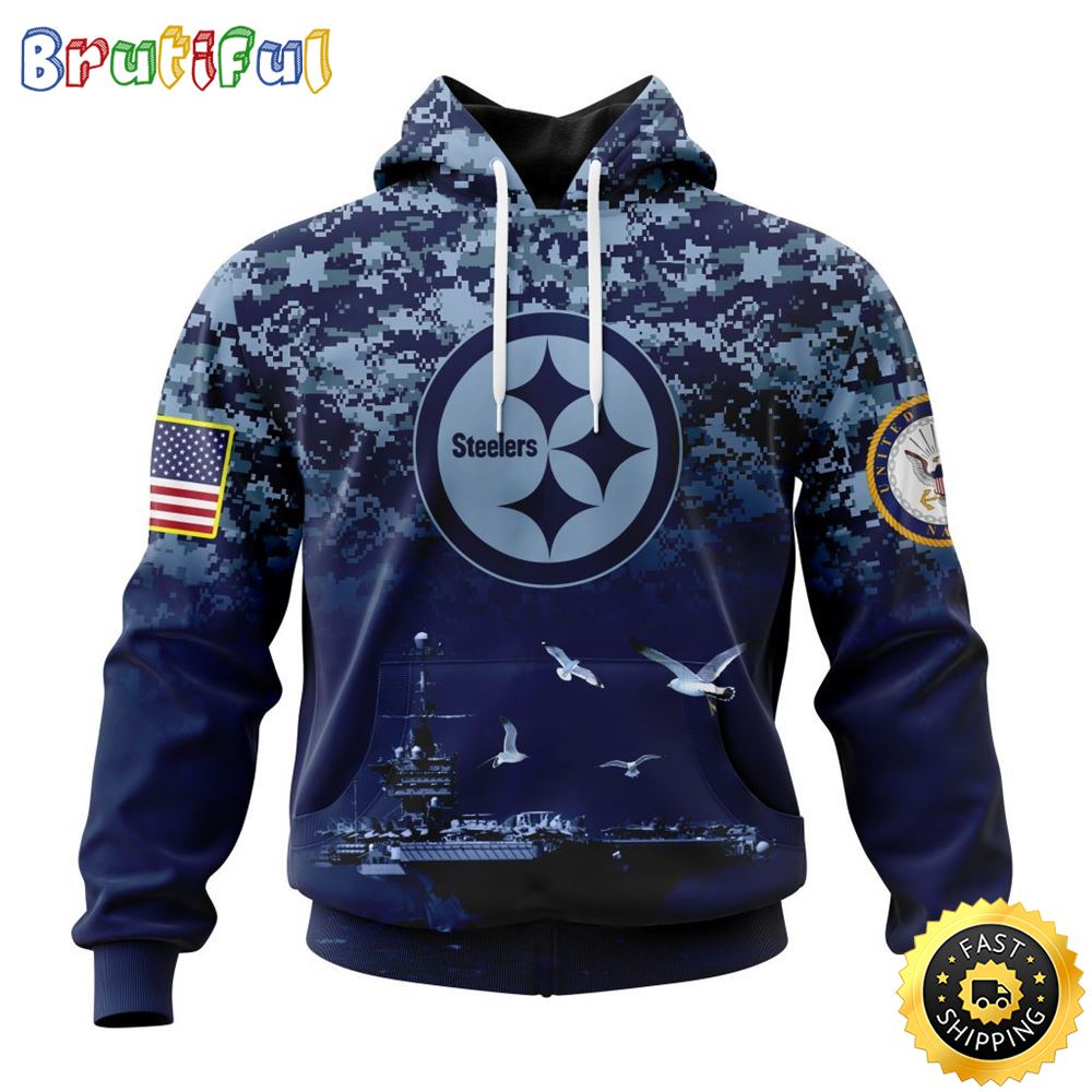 NFL Pittsburgh Steelers 3D Hoodie Honor US Navy Veterans Stylish Gear For Fans