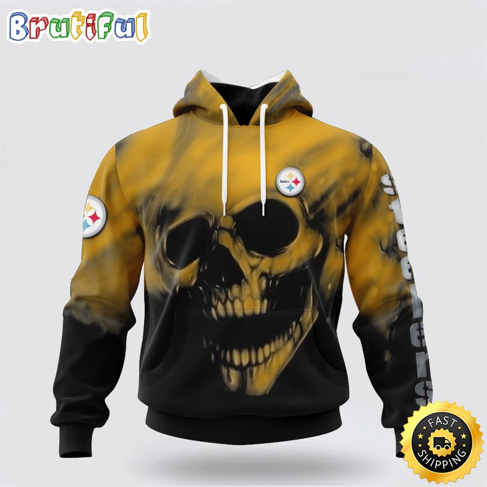 NFL Pittsburgh Steelers 3D Hoodie Printed Halloween Skull Custom Name And Number Show Team Pride