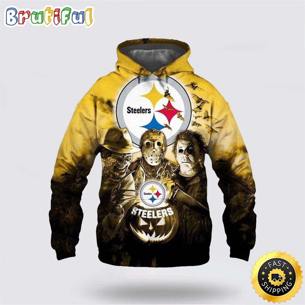 NFL Pittsburgh Steelers All Over Print 3D Hoodie Halloween Horror Night Gift For Football Fans