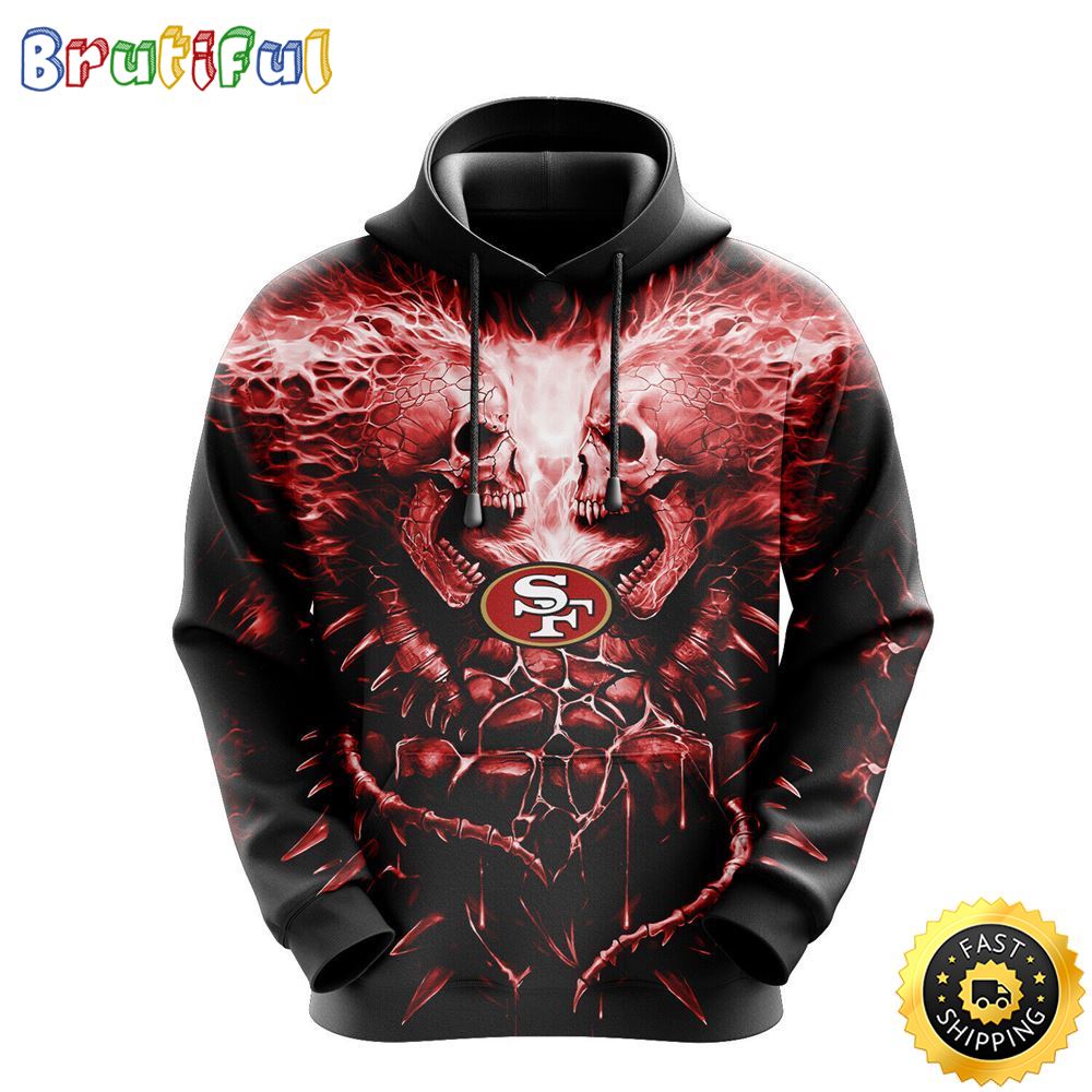 NFL San Francisco 49ers 3D Hoodie All Over Print Skull Game Day Essential