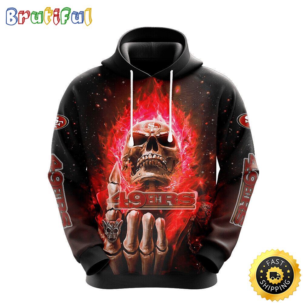 NFL San Francisco 49ers 3D Hoodie All Over Print Skull Show Your Team Spirit