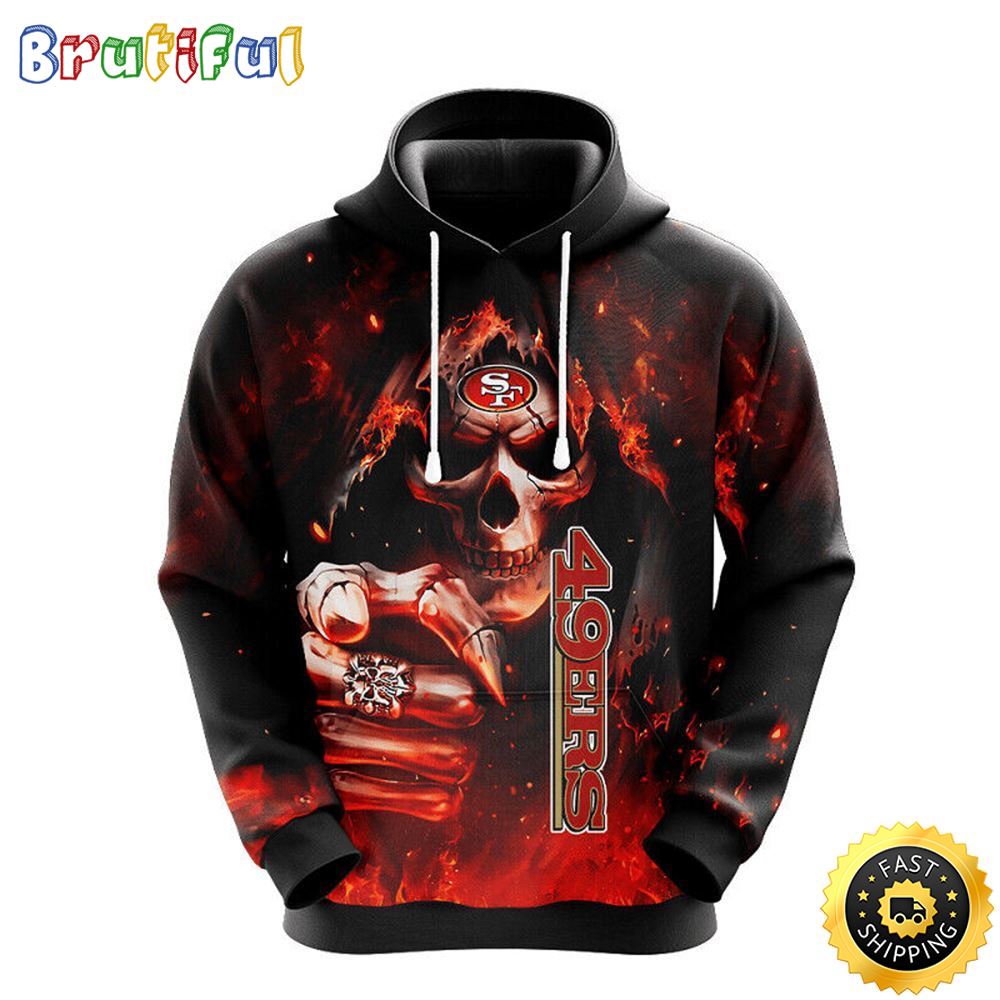 NFL San Francisco 49ers 3D Hoodie All Over Print Skull Ultimate Fan Gear