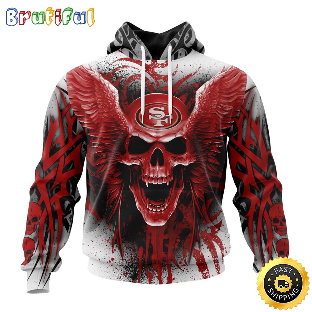 NFL San Francisco 49ers 3D Hoodie All Over Print Special Kits With Skull Unite In Team Colors