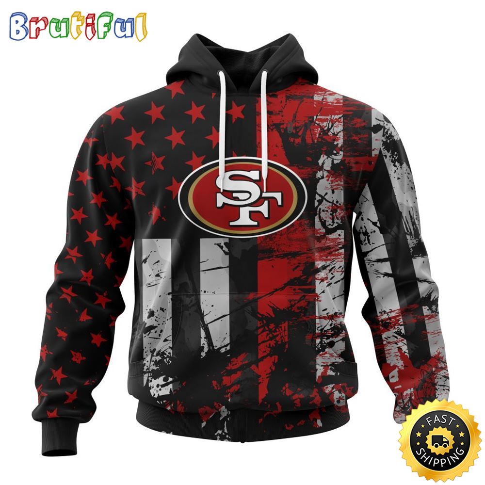 NFL San Francisco 49ers 3D Hoodie Classic Grunge American Flag Stylish Warmth For Fans