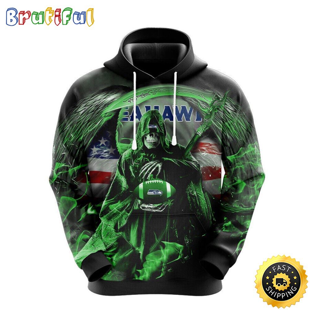 NFL Seattle Seahawks 3D Hoodie All Over Print Skull Show Your Team Spirit