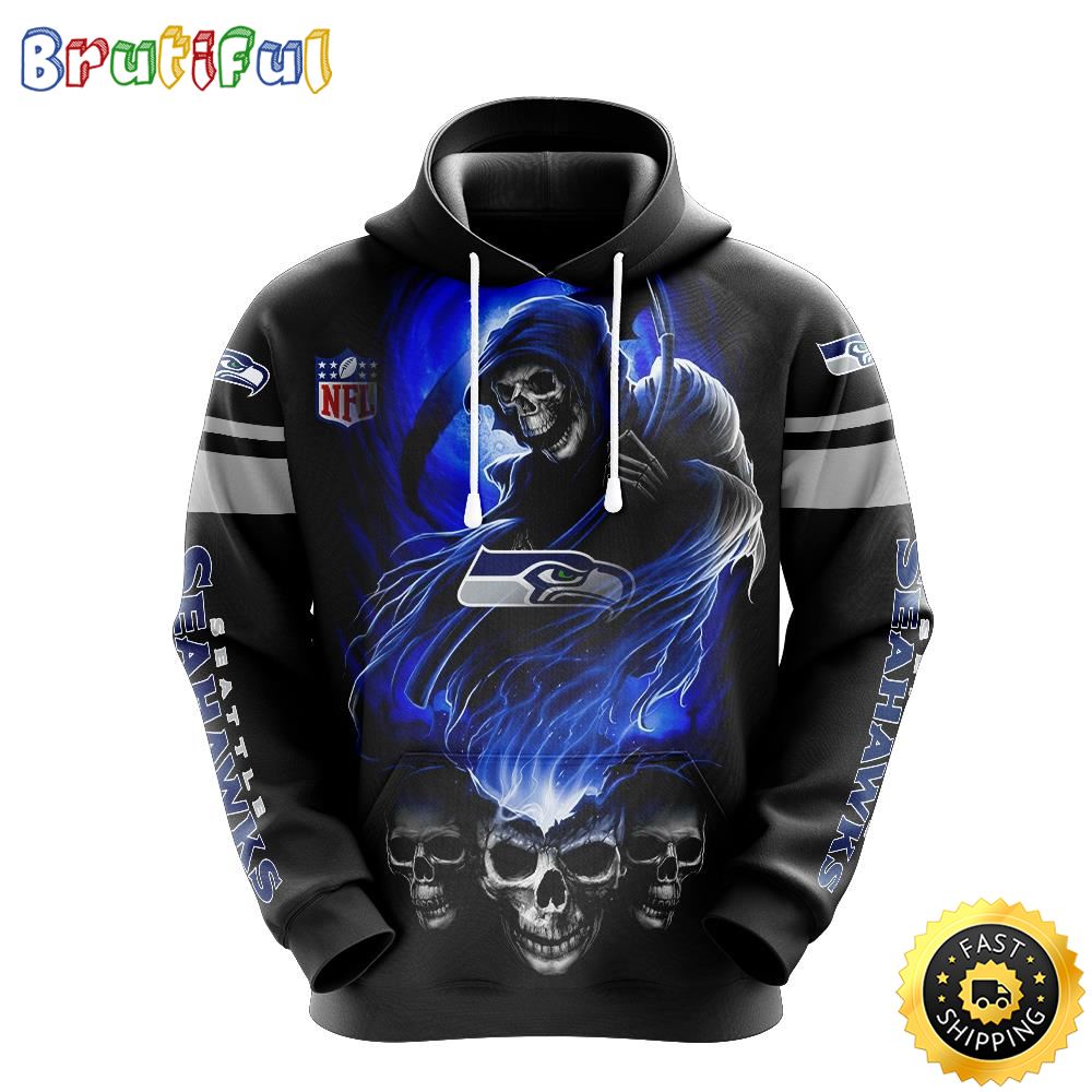 NFL Seattle Seahawks 3D Hoodie All Over Print Skull Stay Cozy and Stylish