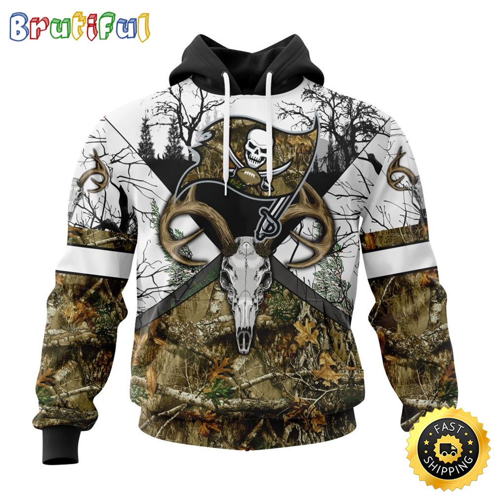 NFL Tampa Bay Buccaneers 3D Hoodie All Over Print Deer Skull And Forest Pattern Custom Name And Number Hoodie