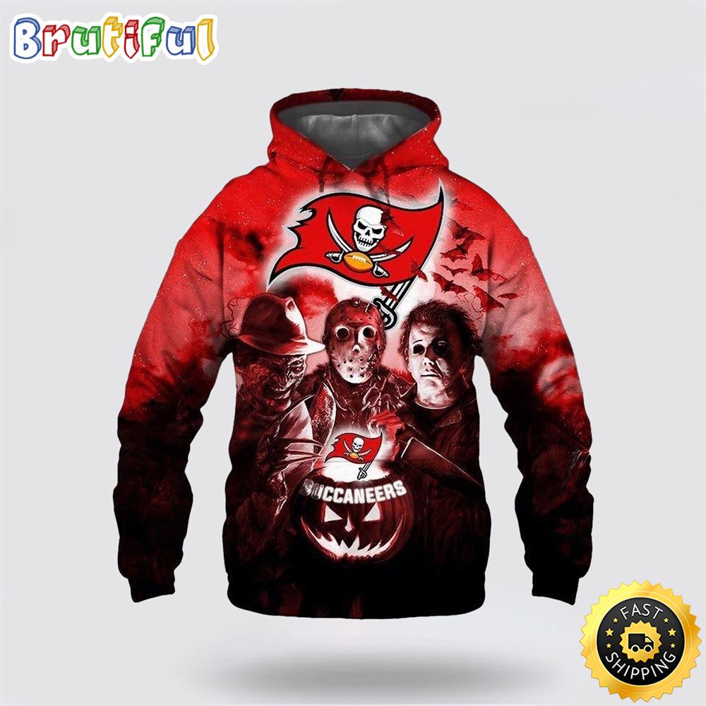 NFL Tampa Bay Buccaneers All Over Print 3D Hoodie Halloween Horror Night Gift For Football Fans