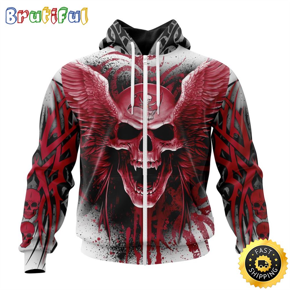 NFL Tampa Bay Buccaneers Zip Hoodie 3D All Over Print Special Kits With Skull Unite In Team Colors