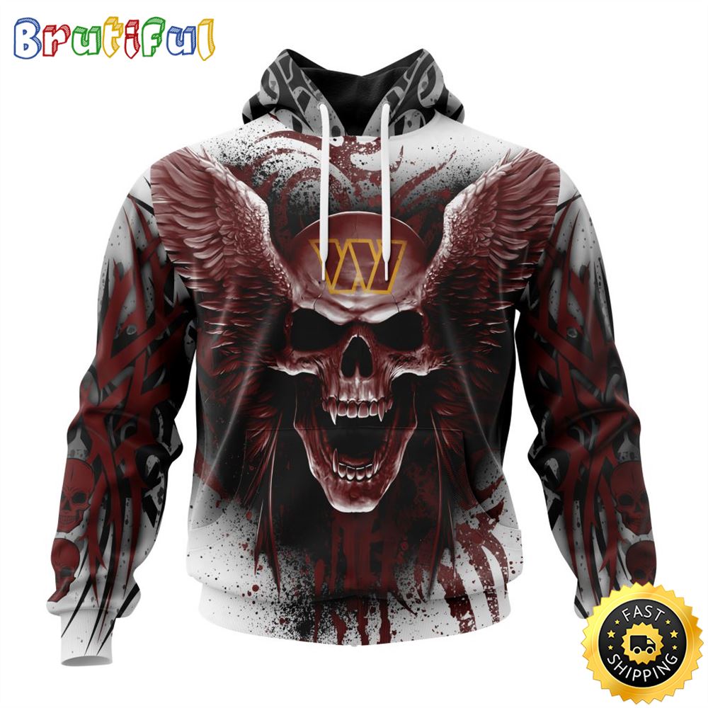 NFL Washington Commanders 3D Hoodie All Over Print Special Kits With Skull Unite In Team Colors