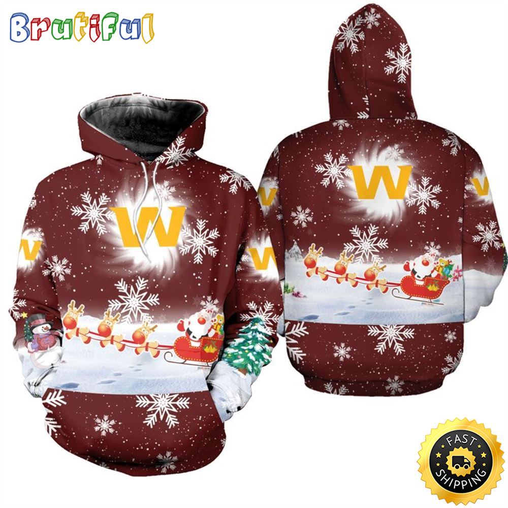 NFL Washington Commanders Cartoon Christmas Edition Football Christmas Hoodie All Over Print Shirt