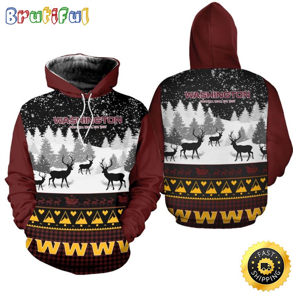 NFL Washington Commanders Casual Christmas Football Christmas Hoodie All Over Print Shirt