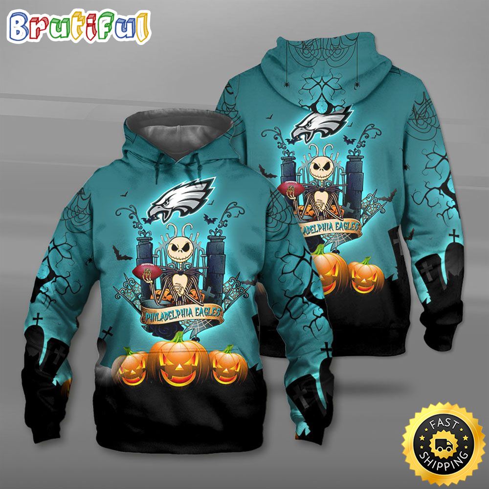 NFL.Eagles Halloween Nightmare Themed 3D Hoodie All Over Print Shirt