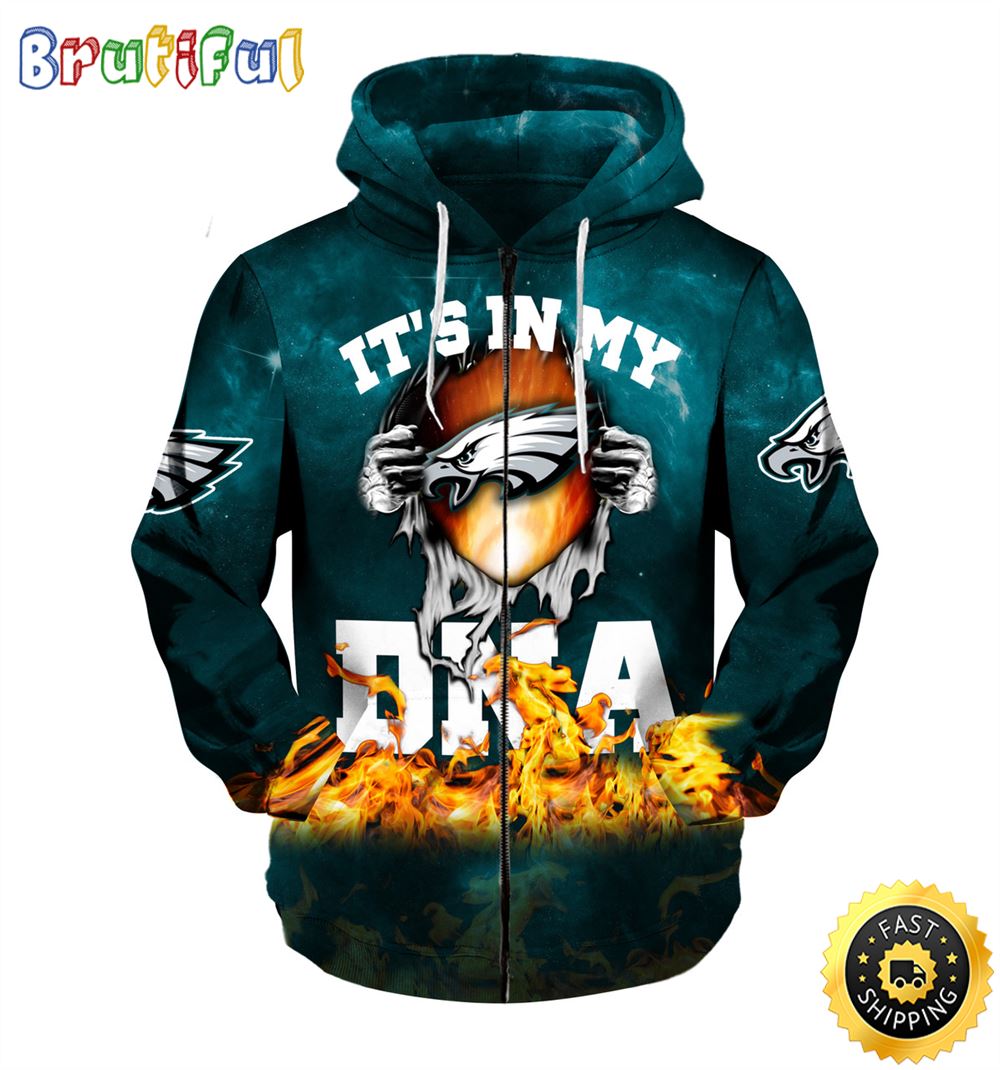 NFL.Philadelphia Eagles & It's In My D.N.A. 3D Hoodie All Over Print Shirt