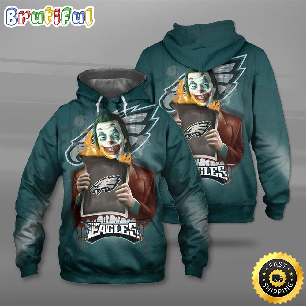 NFL.Philadelphia Eagles & The Joker Movie Character 3D Hoodie All Over Print Shirt