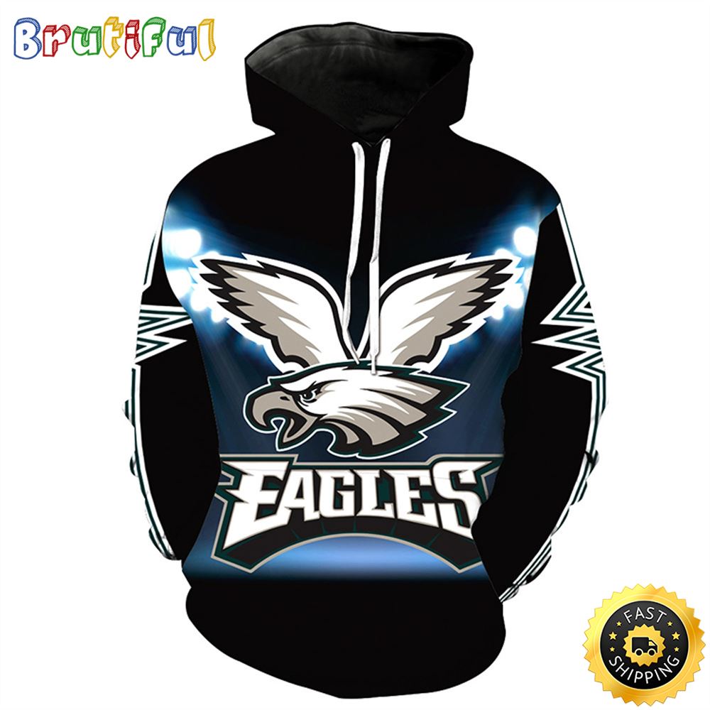 NFL.Philadelphia Eagles Black 3D Hoodie All Over Print Shirt