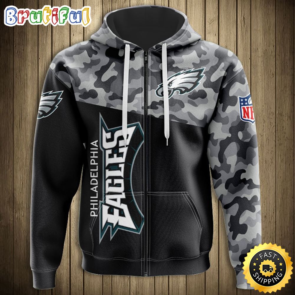 NFL.Philadelphia Eagles Camo 3D Hoodie All Over Print Shirt