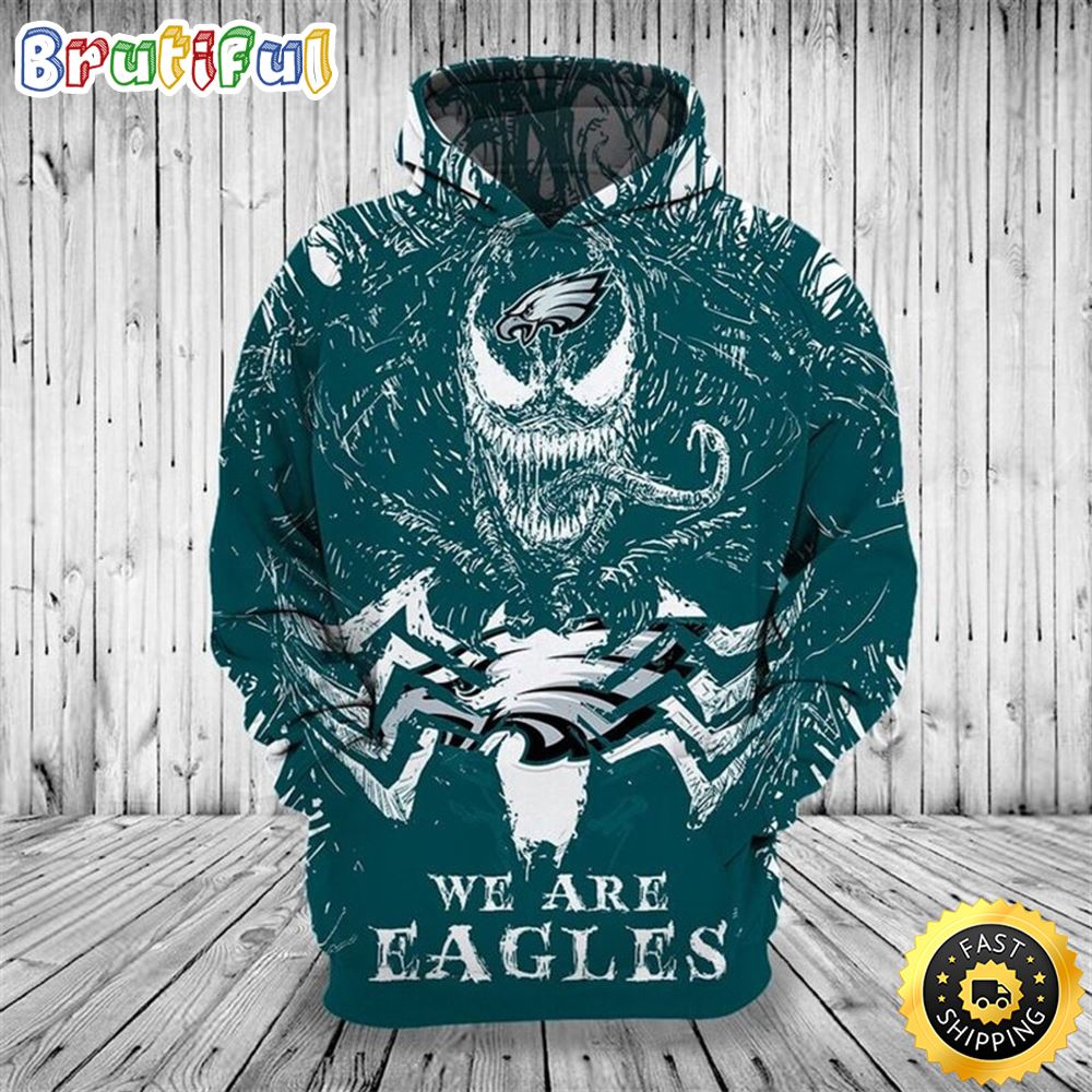 NFL.Philadelphia Eagles Classic Venom Horror Movie Character & We Are Eagles 3D Hoodie All Over Print Shirt