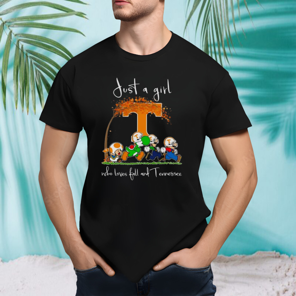 Super Mario Just A Girl Who Loves Fall And Tennessee Volunteers T-Shirt