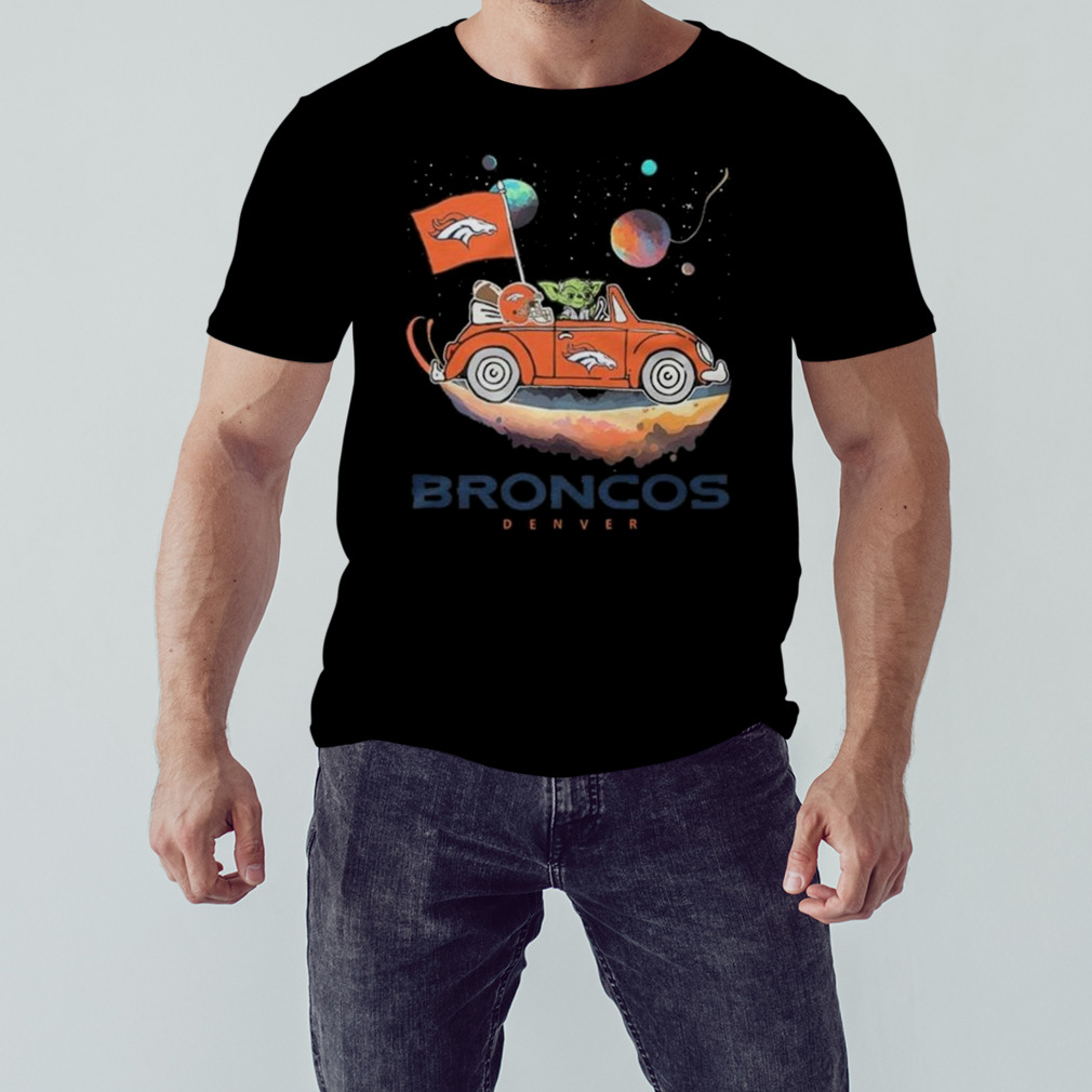 Master Yoda Driving Car Star Denver Broncos Football 2023 T-Shirt