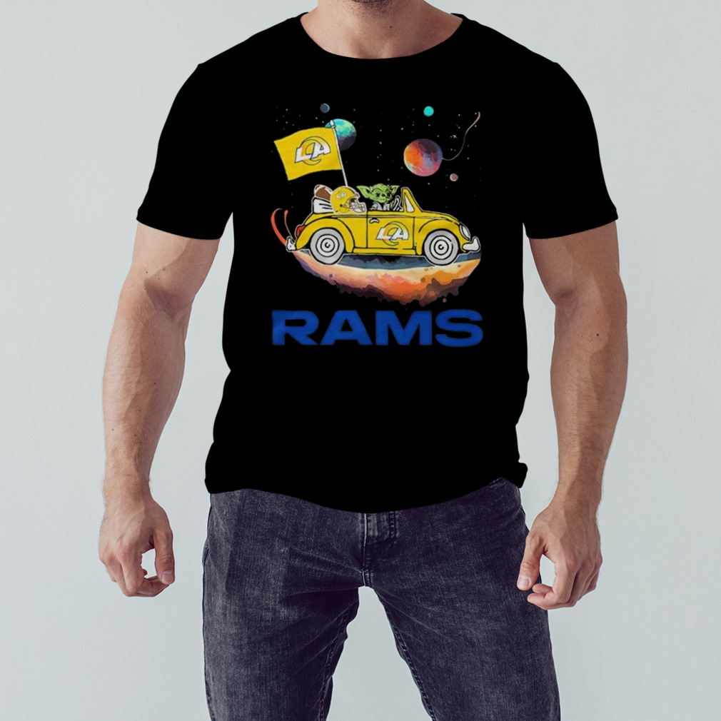 Master Yoda Driving Car Star Los Angeles Rams Football 2023 T-Shirt