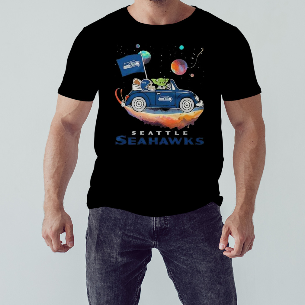 Master Yoda Driving Car Star Seattle Seahawks Football 2023 T-Shirt