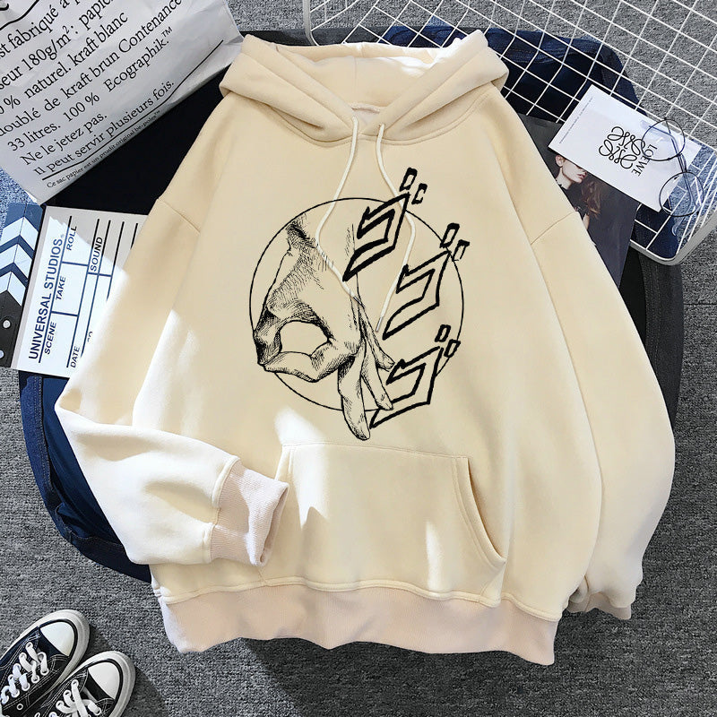 Anime JOJO's Bizarre Adventure Gesture Print Hip Pop Hoodies Oversized Hooded Sweatshirt