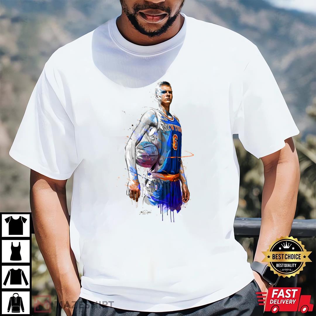 Basketball Kristaps Porzingis New York Knicks Nba All-star Weekend Art, Nba Fashion Illustration T-shirt
