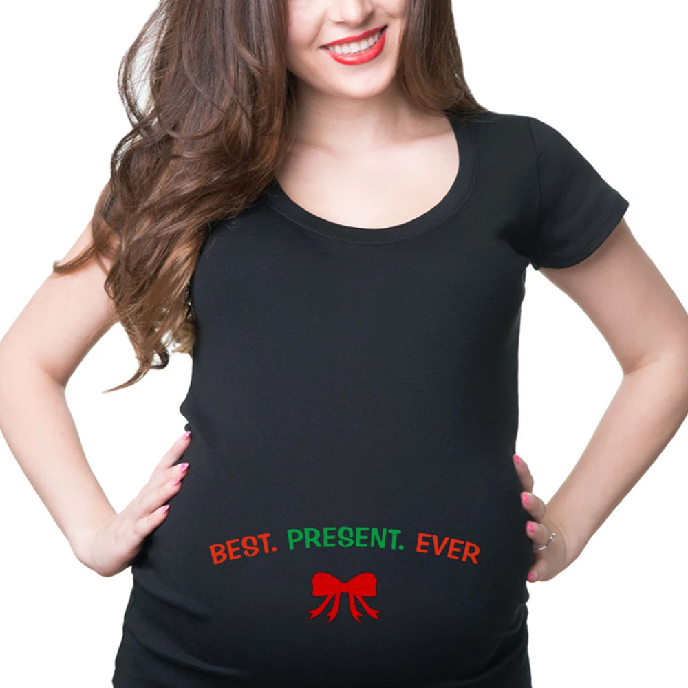 Best Christmas Gift Pregnancy T-shirt Birth Announcement Tee Shirt Christmas Gift