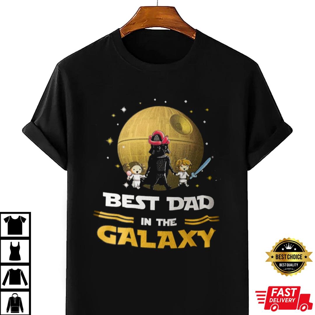 Best Dad In The Galaxy Shirt With Son And Daughter
