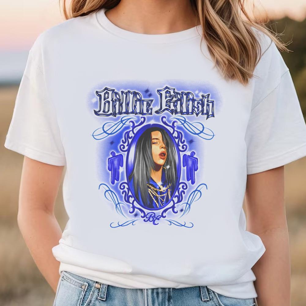 Billie Eilish Airbrush Photo T-Shirt 2 Billie Eilish Airbrush Photo T-Shirt