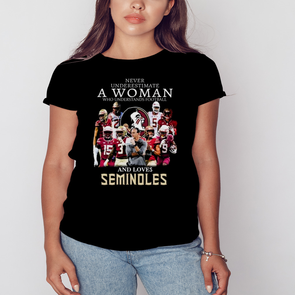 Never Underestimate A Woman Who Understands Football And Loves Florida State Seminoles Football 2023 T-Shirt 2 Women's tshirt