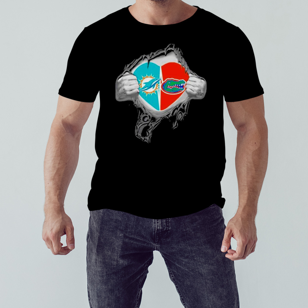 Blood Inside Me Miami Dolphins And Florida Gators It's In My Heart T Shirt  - Limotees