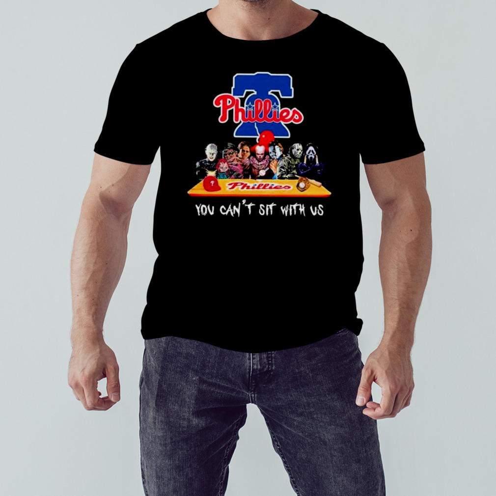 Philadelphia Phillies horror movie characters you can’t sit with us shirt 1 Unisex tshirt