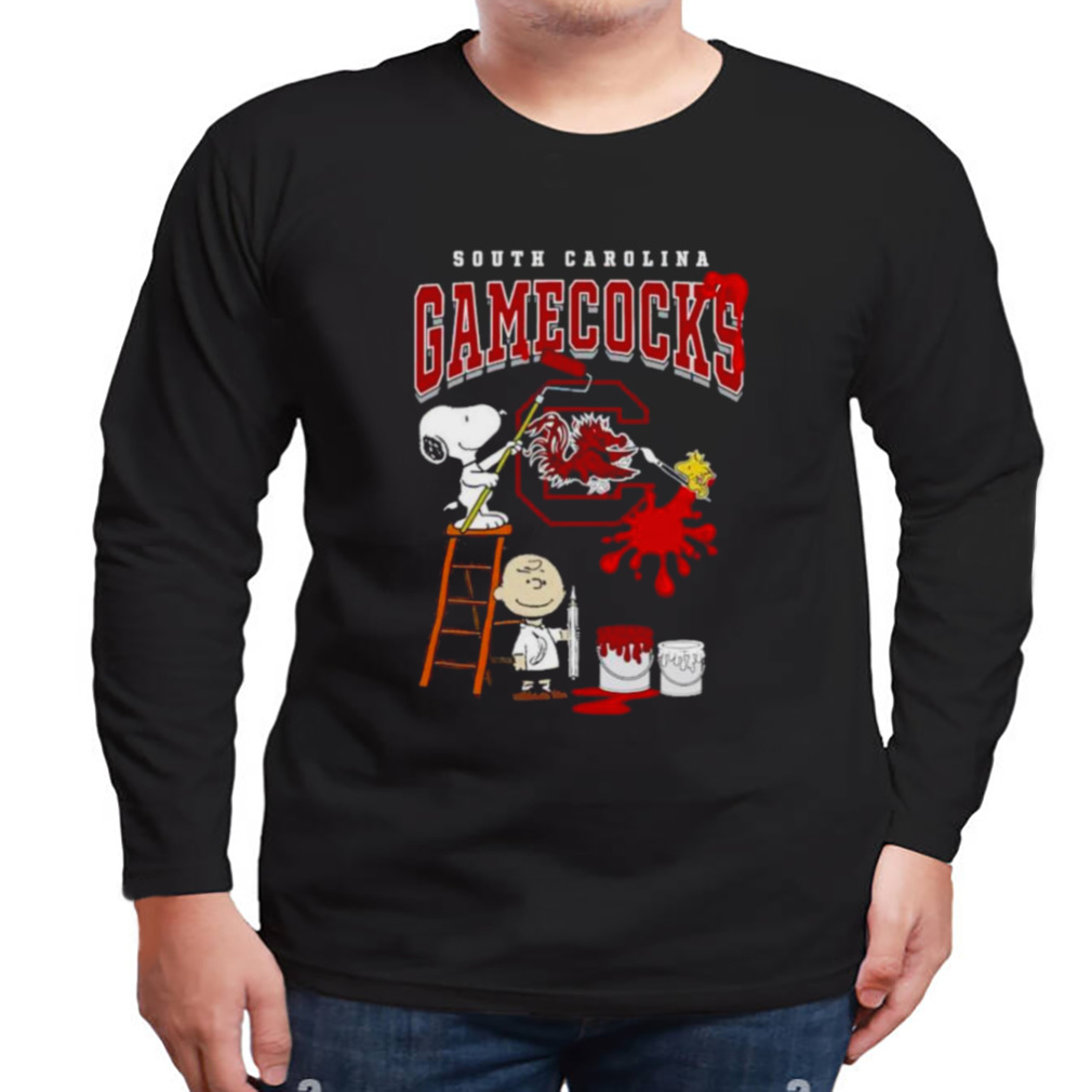 The Peanuts Charlie Snoopy and Woodstock Wall paint South Carolina Gamecocks shirt 3 Longsleeve tshirt