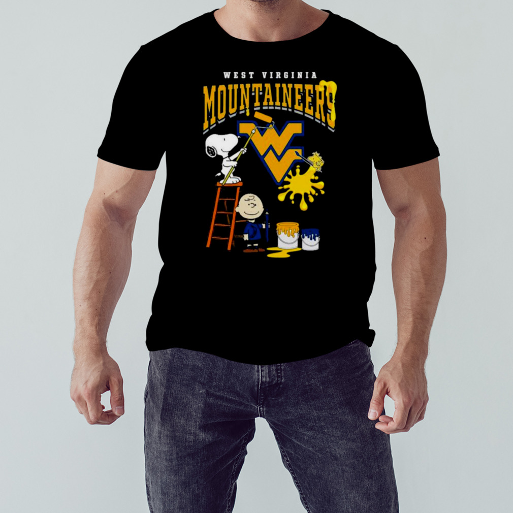 The Peanuts Charlie Snoopy and Woodstock Wall paint West Virginia Mountaineers shirt 1 Unisex tshirt
