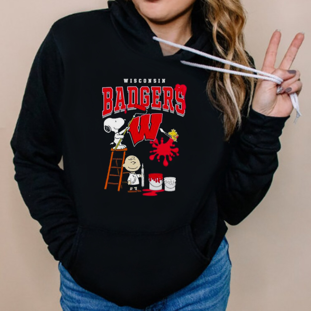 The Peanuts Charlie Snoopy and Woodstock Wall paint Wisconsin Badgers shirt 5 Hoodies