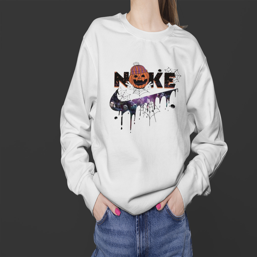 Vintage Halloween Swoosh Skeleton Pumpkin Nike Logo 2023 T-shirt 4 Sweater