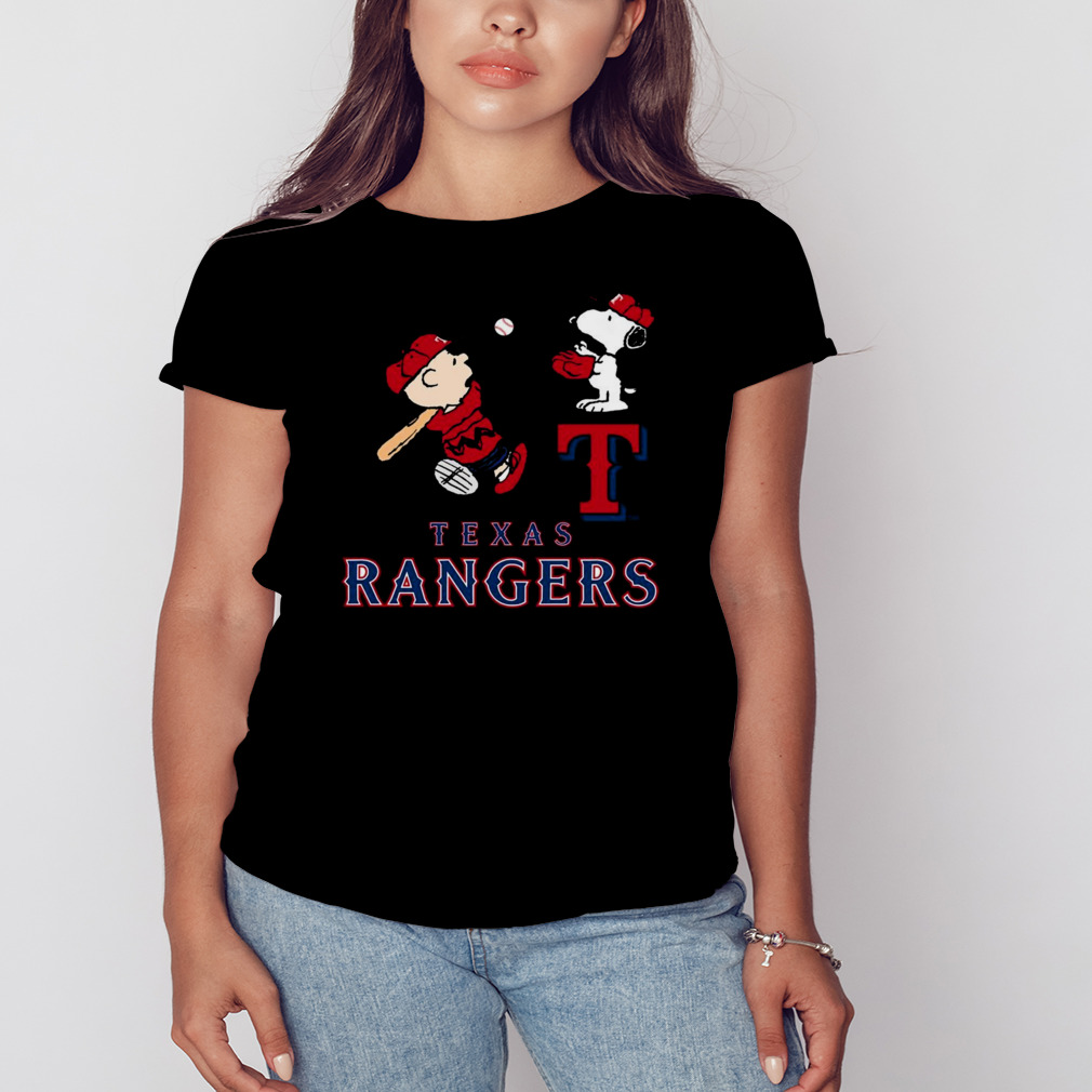 Peanuts Charlie Brown And Snoopy Playing Baseball Texas Rangers shirt 2 Women's tshirt