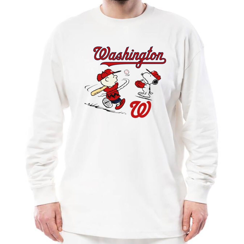 Peanuts Charlie Brown And Snoopy Playing Baseball Washington Nationals Shirt  - Peanutstee