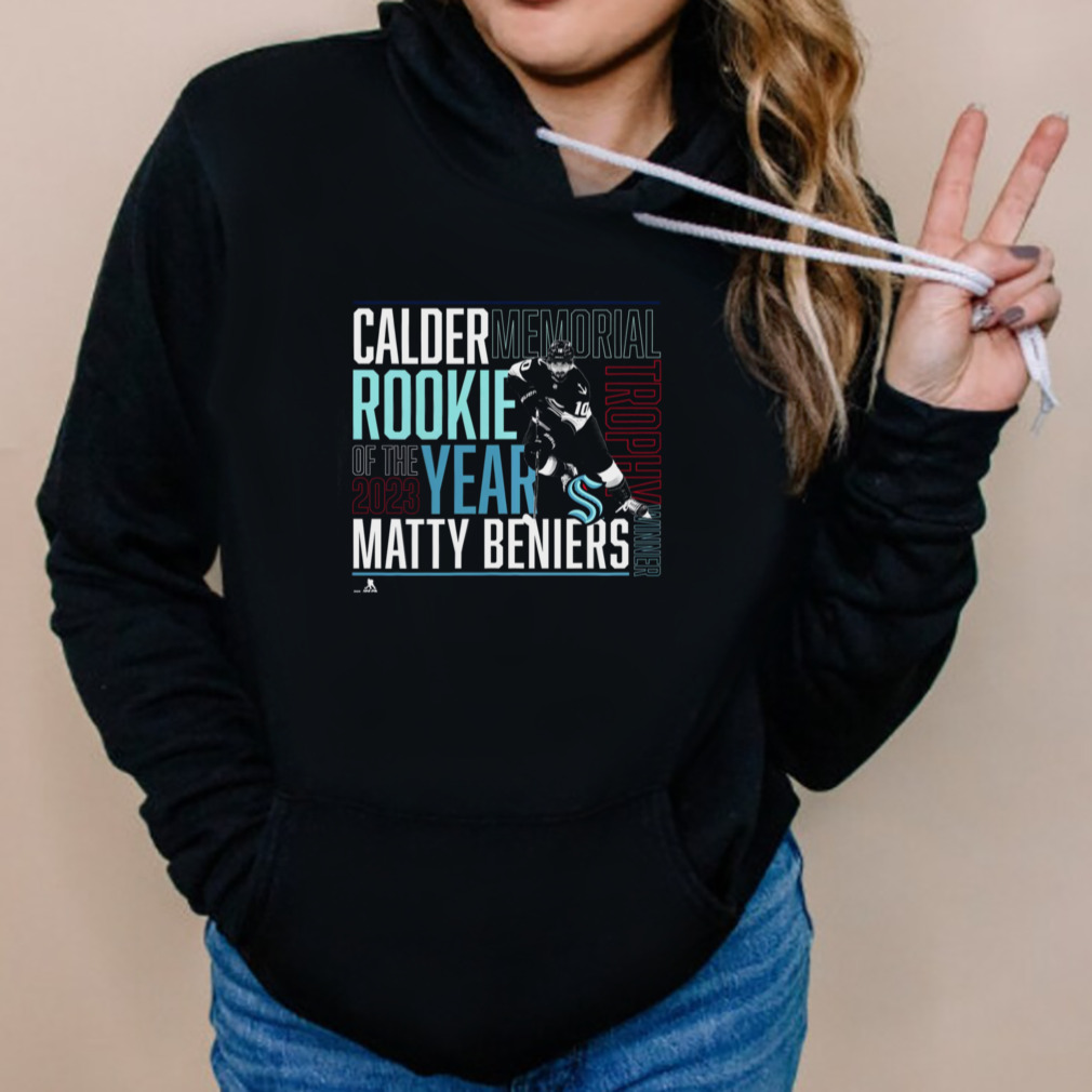 Seattle Kraken Matty beniers 2023 calder memorial rookie of the 2023 year art t-shirt 5 Hoodies