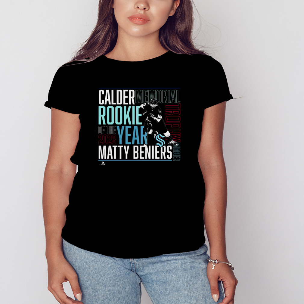Seattle Kraken Matty beniers 2023 calder memorial rookie of the 2023 year art t-shirt 2 Women's tshirt