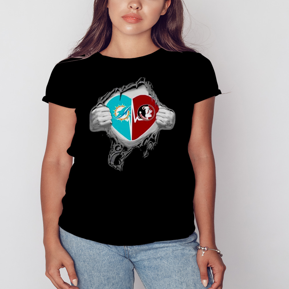 Blood Inside Me Miami Dolphins And Florida State Seminoles It's In My Heart  Shirt, hoodie, sweater, long sleeve and tank top